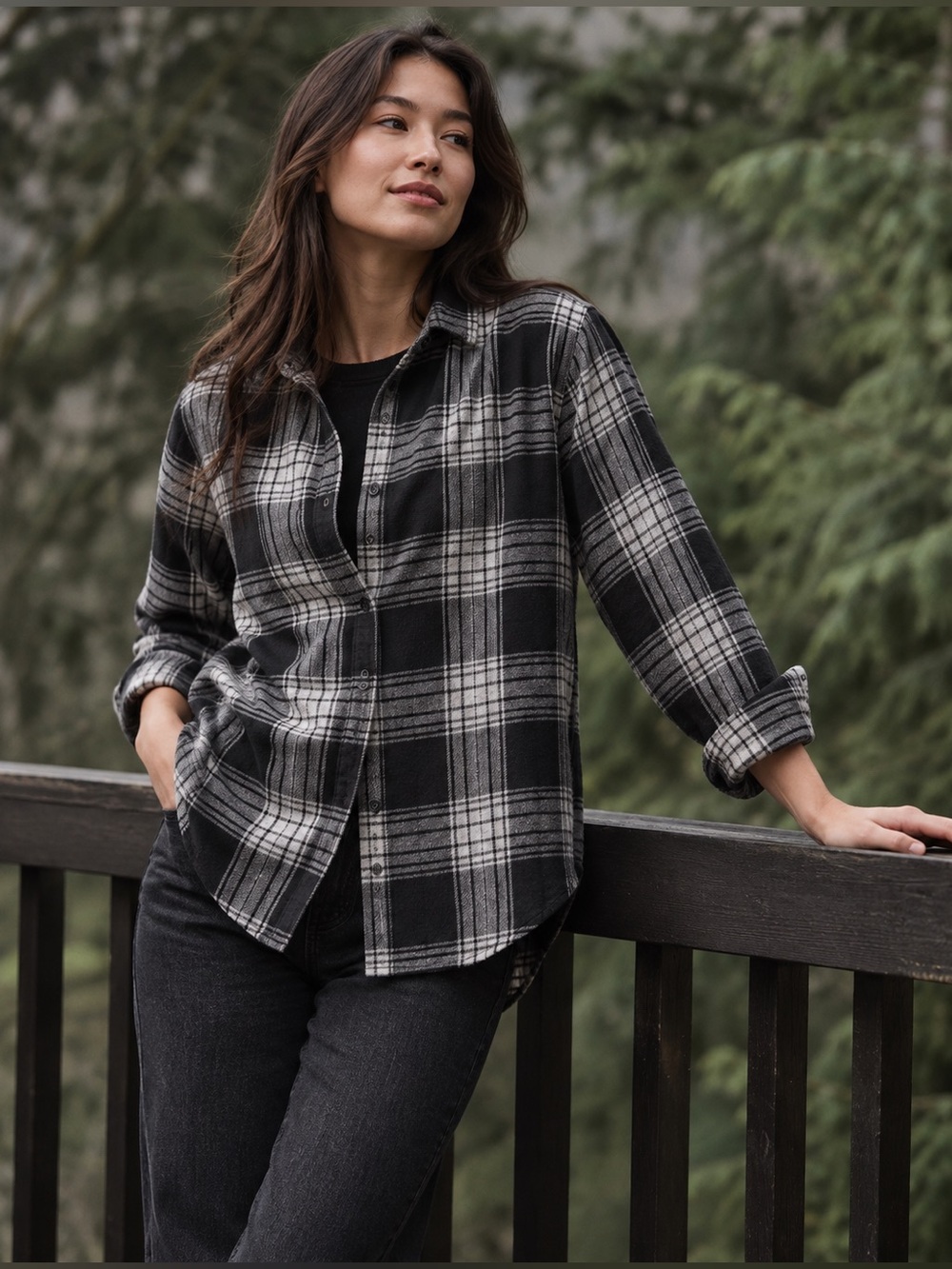 Anian The Sunday Flannel Black/Grey | Size Large